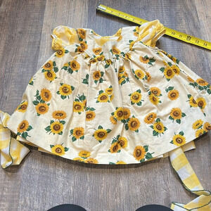 Homemade Baby Yellow Checked Dress with cover one of a kind